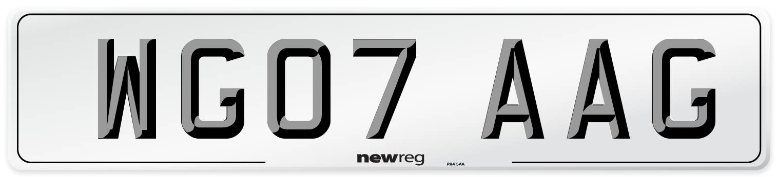 WG07 AAG Number Plate from New Reg